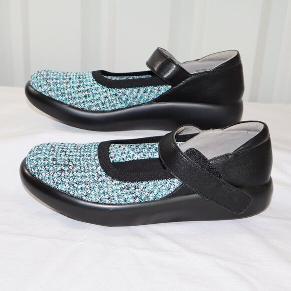 Alegria Womens Olivia Tweed Knit Mary Jane Comfort Shoe Blue Size EU38 US 8/8.5 - Picture 1 of 10